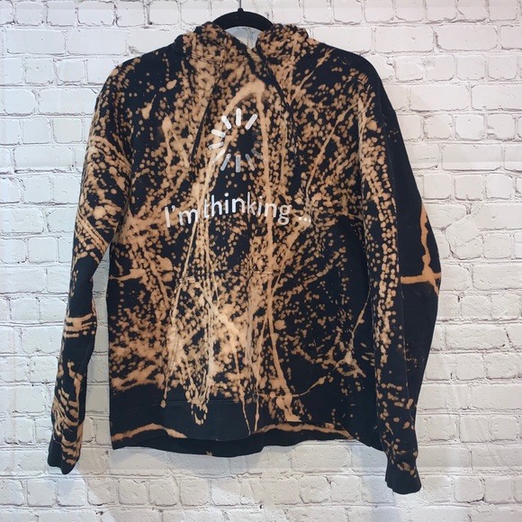🎓 I’m Thinking Black Bleached Hoodie - Picture 1 of 4